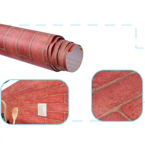 Self-adhesive foil roll wallpaper veneer brick 1.22x50m