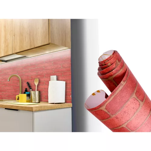 Self-adhesive foil roll wallpaper veneer brick 1.22x50m