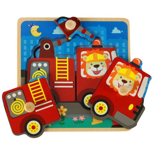 Wooden puzzle fire department