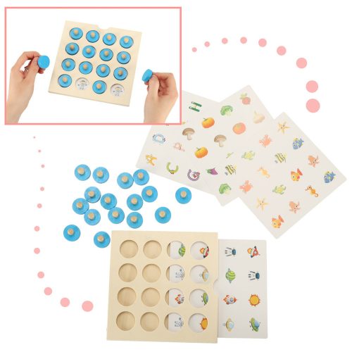 Wooden puzzle board game memory + 4 cards