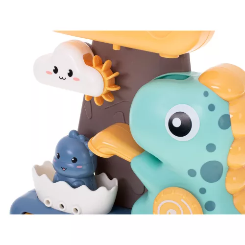 Bath toy shower with dinosaur reel