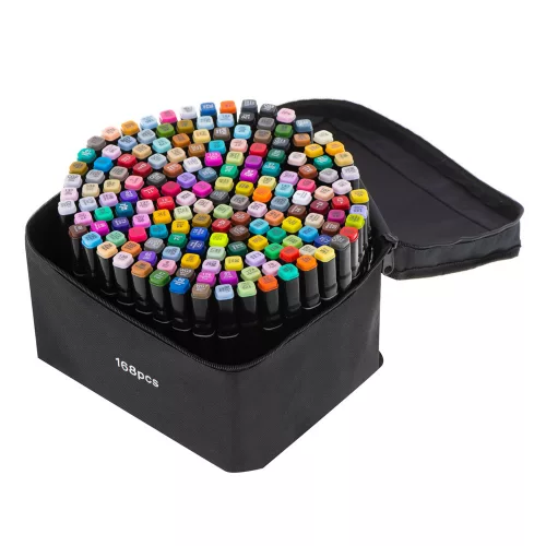 Double-sided alcohol felt-tip pens in a case 168 pcs