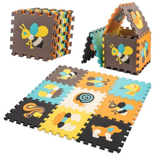 Foam puzzle mat for children 9 pcs. colorful animals 85cm x 85cm x 1cm