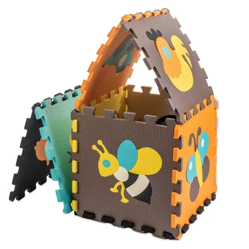 Foam puzzle mat for children 9 pcs. colorful animals 85cm x 85cm x 1cm