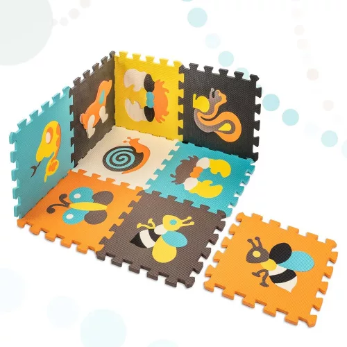 Foam puzzle mat for children 9 pcs. colorful animals 85cm x 85cm x 1cm