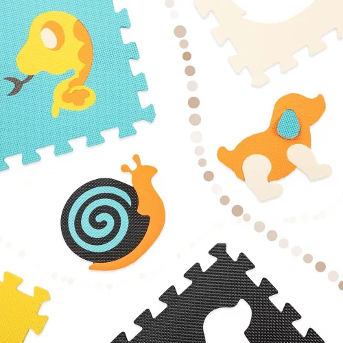 Foam puzzle mat for children 9 pcs. colorful animals 85cm x 85cm x 1cm