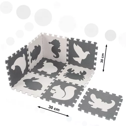 Foam play mat puzzle grey 85cm x 85cm 9 pcs