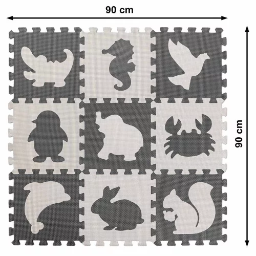 Foam play mat puzzle grey 85cm x 85cm 9 pcs