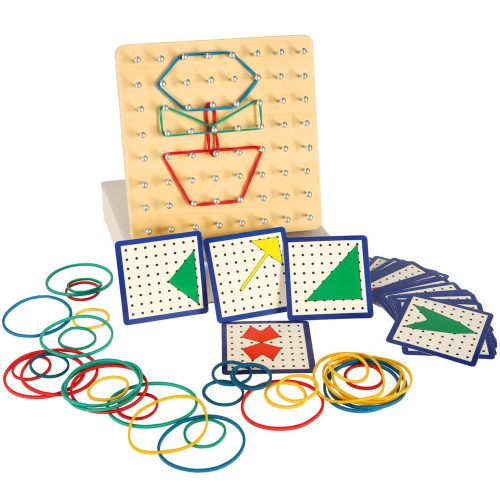 Geoboard wooden puzzle with rubber bands