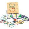 Geoboard geoplan fa kirakós létrehozása formák gumiszalagokkal