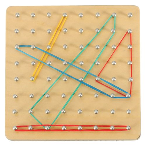 Geoboard wooden puzzle with rubber bands