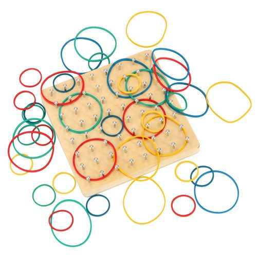 Geoboard wooden puzzle with rubber bands