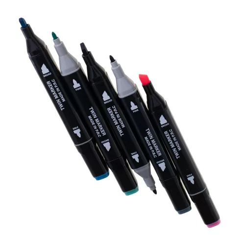 Double-sided alcohol felt-tip pens in a case 24 pcs + stand