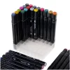Double-sided alcohol felt-tip pens in a case of 48 + stand