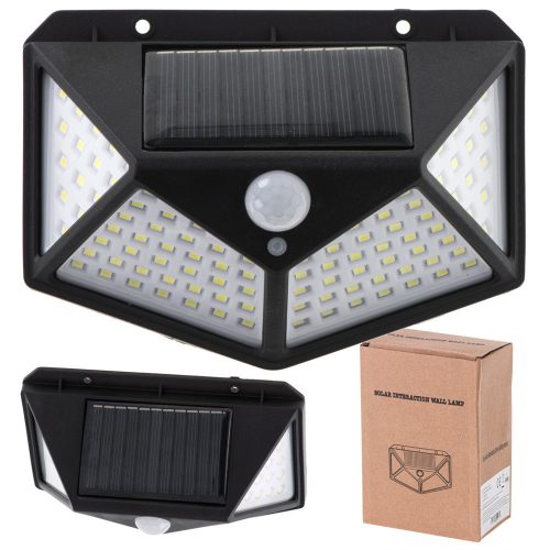 Napelemes mozgás- és alkonykapcsolós lámpa 100 LED