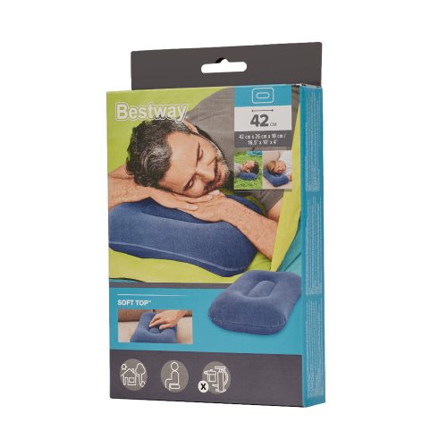 BESTWAY 67121 Travel Inflatable Velvet Pillow Navy Blue