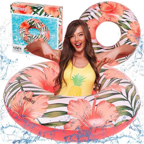 BESTWAY 36237 Inflatable flowers on wheels white-pink leaves