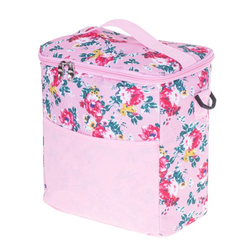Thermal bag for lunch for beach picnic 11L with pink flowers
