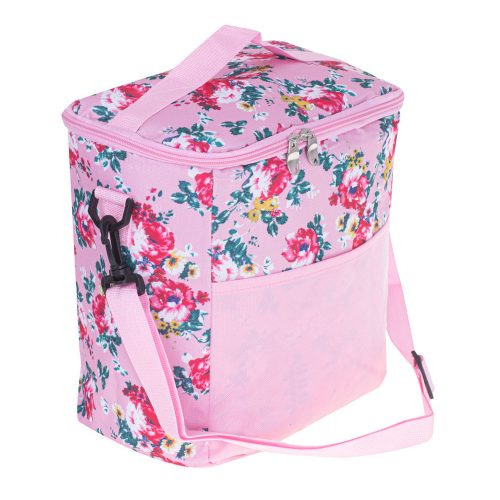 Thermal bag for lunch for beach picnic 11L with pink flowers