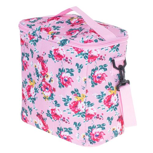 Thermal bag for lunch for beach picnic 11L with pink flowers