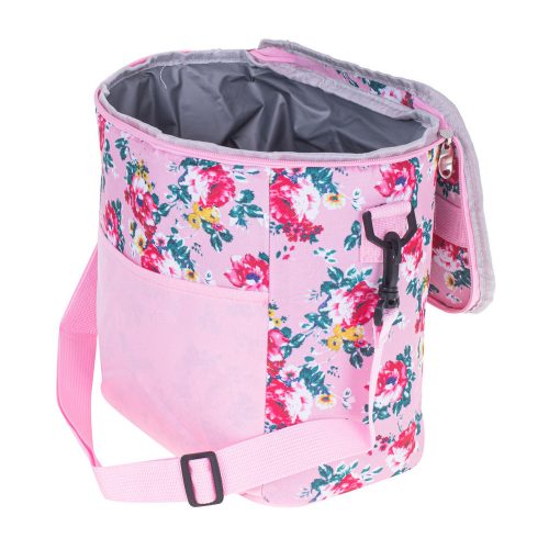 Thermal bag for lunch for beach picnic 11L with pink flowers
