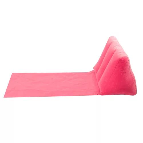 Inflatable pink beach mat with backrest