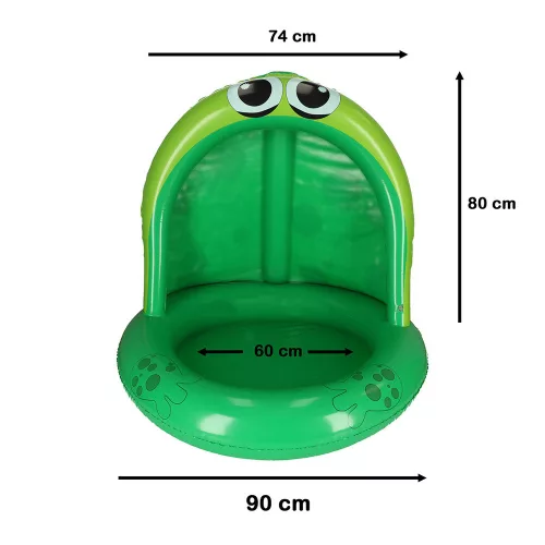 Inflatable pontoon pool with canopy frog 95cm