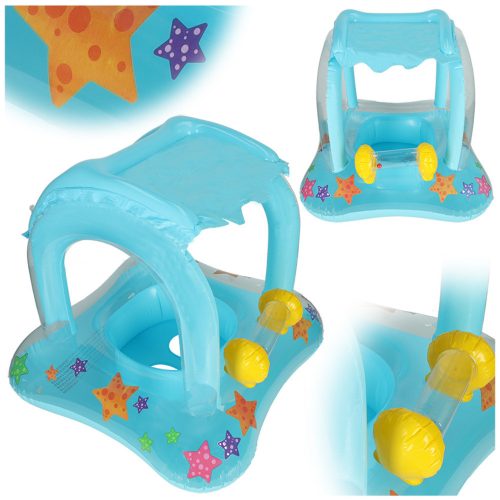Baby swimming ring inflatable dinghy wheel with seat with canopy max 24kg 3 years old 72 cm