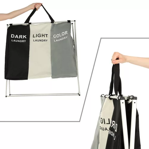 Laundry basket divider organizer 3 compartments 135l