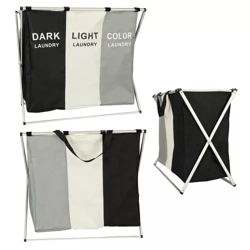 Laundry basket divider organizer 3 compartments 135l