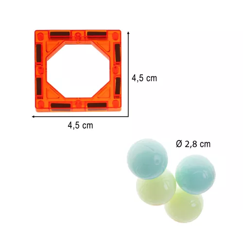 Luminous magnetic marble track with 49 pieces
