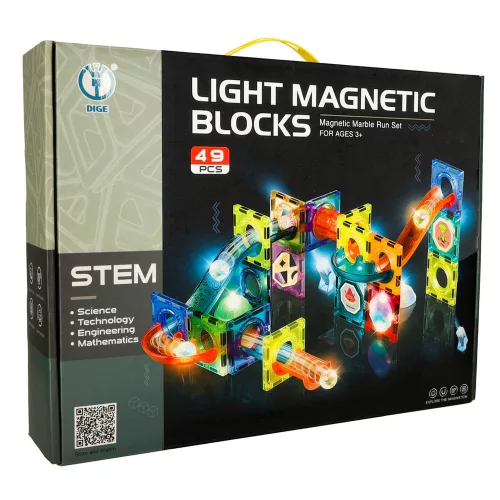 Luminous magnetic marble track with 49 pieces