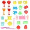 Sand accessories toy shapes shovels 28 pieces.