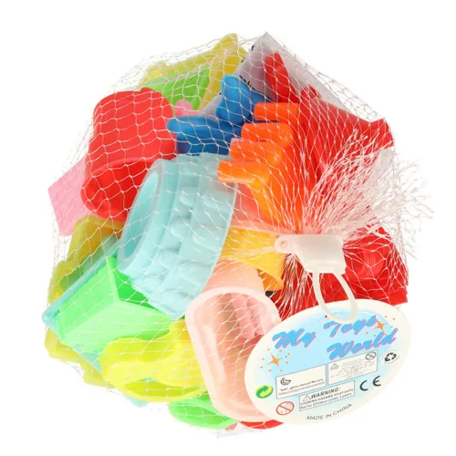 Sand accessories toy shapes shovels 28 pieces.