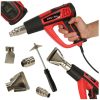 Electric heating torch with temperature control 0-600 degrees C air flow 300-500 l/min + 4 replaceable tips 1850W