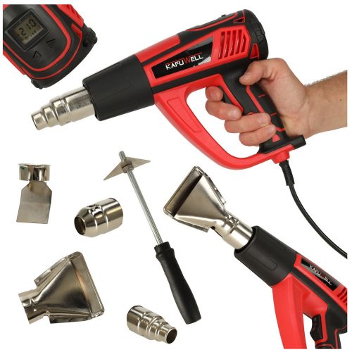 Electric heating torch with temperature control 0-600 degrees C air flow 300-500 l/min + 4 replaceable tips 1850W