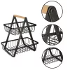 Two-tier fruit basket metal wood