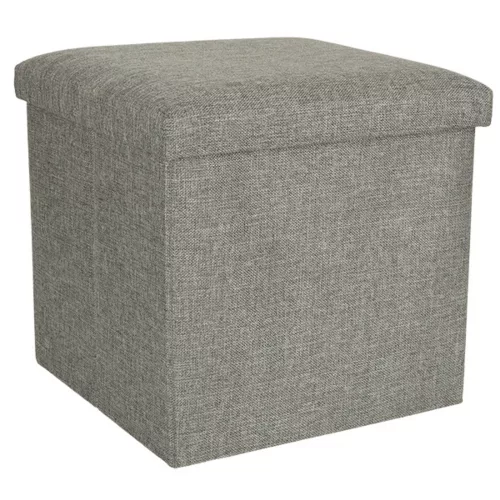 Foldable pouf with storage compartment gray 38x38x38cm