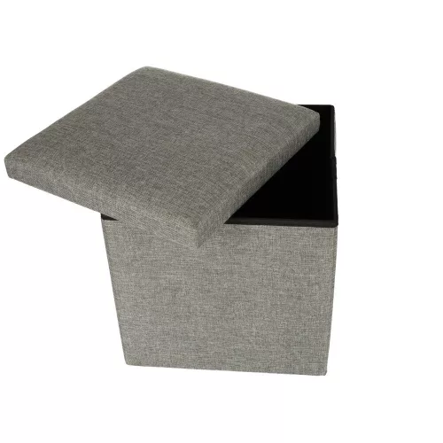 Foldable pouf with storage compartment gray 38x38x38cm