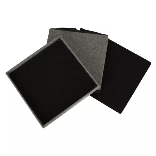 Foldable pouf with storage compartment gray 38x38x38cm
