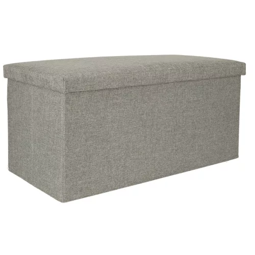 Folding pouf with storage compartment, gray large 76x38x38cm