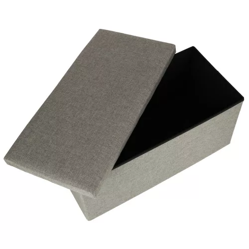 Folding pouf with storage compartment, gray large 76x38x38cm