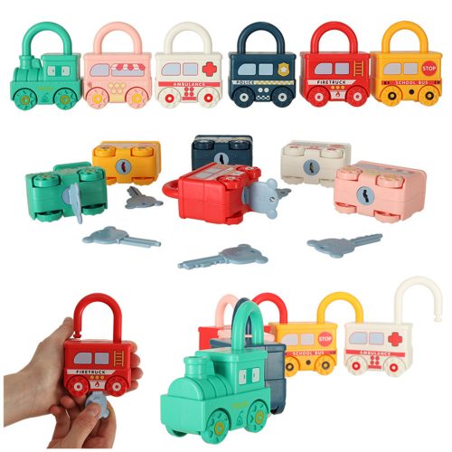 Educational Puzzle Car Blocks Padlocks Sensory Toy Montessori