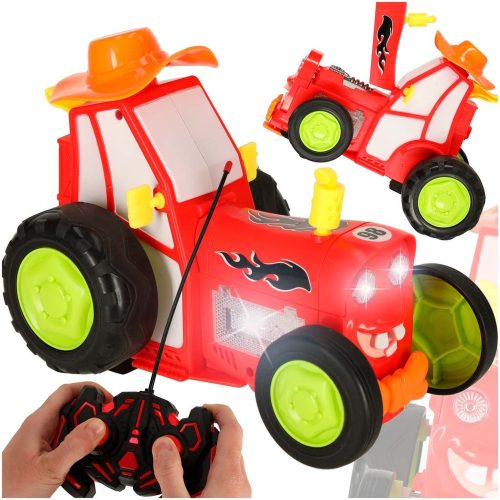 RC jumping, dancing tractor with sounds, red