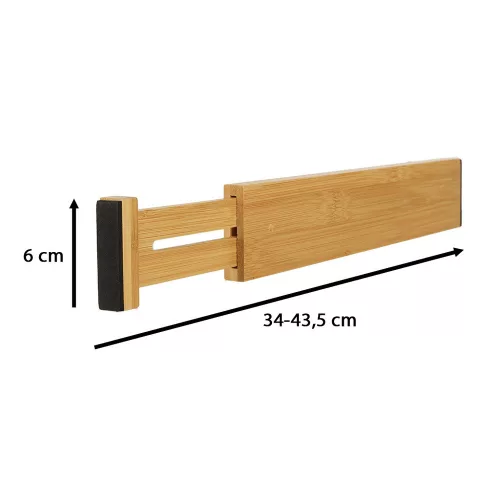Drawer organizer adjustable bamboo separator 43x6x1.5cm 1 pc