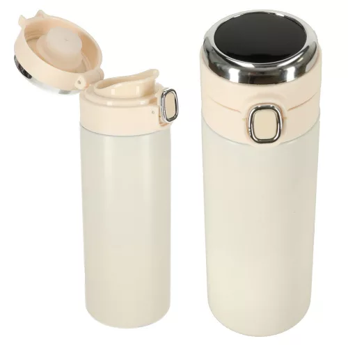 Thermal mug with spout LED thermos 420ml in beige