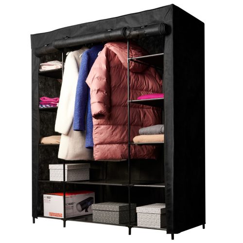 Fabric folding wardrobe textile wardrobe XXL black