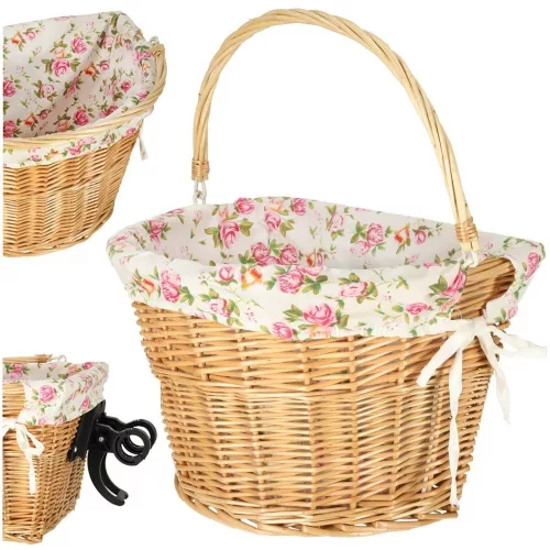 Wicker basket bicycle front basket for wicker flower insert