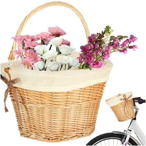 Wicker basket for bicycle front basket wicker insert white