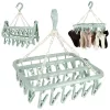 Laundry drying rack for socks and underwear 32 clothespins blue